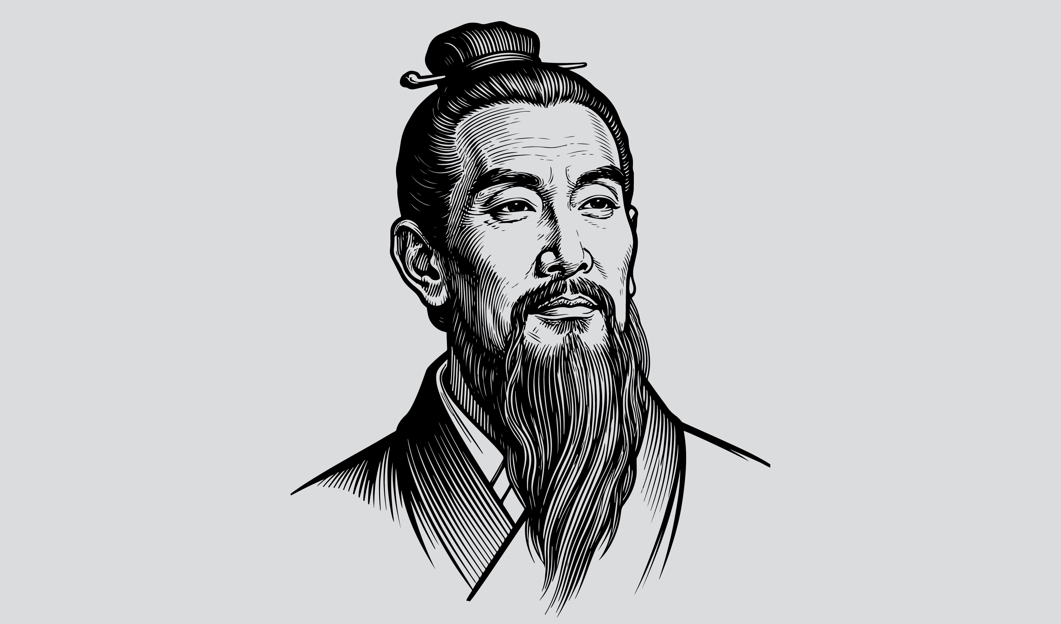 商务-传统，古代名人酒祖杜康矢量肖像插画